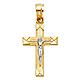 Petite Squared Textured Crucifix Pendant in 14K Two-Tone Gold thumb 1