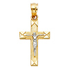 Petite Squared Textured Crucifix Pendant in 14K Two-Tone Gold thumb 1