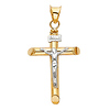 Small Rod Crucifix Pendant in 14K Two-Tone Gold - Classic thumb 1