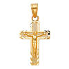 Petite Diamond-Cut Edge Crucifix Pendant in 14K Yellow Gold thumb 1