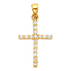 Petite Pave CZ Cross Pendant in 14K Yellow Gold thumb 1