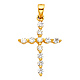 Petite CZ Round Pettern Cross Pendant in 14K Yellow Gold thumb 1