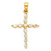 Petite CZ Round Pettern Cross Pendant in 14K Yellow Gold thumb 1