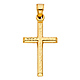 Small Diamond-Cut Cross Pendant with Beveled Edges in 14K Yellow Gold thumb 1