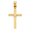 Small Diamond-Cut Cross Pendant with Beveled Edges in 14K Yellow Gold thumb 1