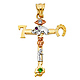 Small Good Luck Icon Cross Pendant in 14K TriGold thumb 1