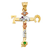 Small Good Luck Icon Cross Pendant in 14K TriGold thumb 1