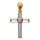 Small CZ Heart Cross Pendant in 14K Tricolor Gold thumb 1