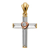 Small CZ Heart Cross Pendant in 14K Tricolor Gold thumb 1