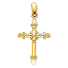 Small CZ Rope Cross Pendant in 14K Yellow Gold thumb 1