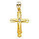 Fancy Solitaire CZ Stacked Cross Pendant in 14K Yellow Gold- Small thumb 1