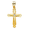 Fancy Solitaire CZ Stacked Cross Pendant in 14K Yellow Gold- Small thumb 1