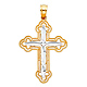 Small Budded Passion Cross Pendant in 14K TwoTone Gold thumb 1