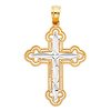 Small Budded Passion Cross Pendant in 14K TwoTone Gold thumb 1