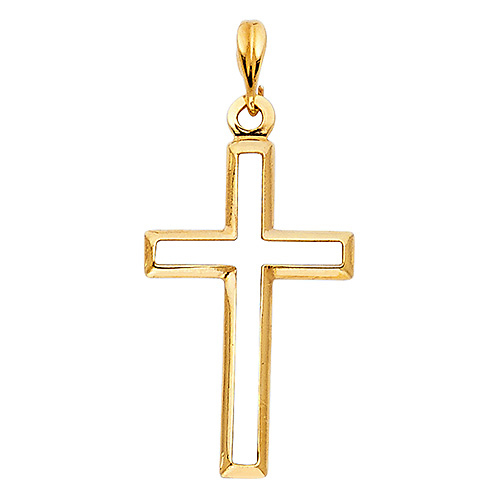 Small Latin Open Cross Pendant in 14K Yellow Gold Slide 1