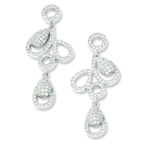 Elliot Skye Sterling Silver Fancy Micro Pave CZ Dangle Earrings Slide 0