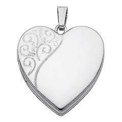 Swirling Engraved Heart Locket