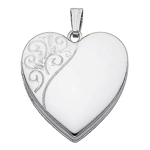 Swirling Engraved Heart Locket Slide 0