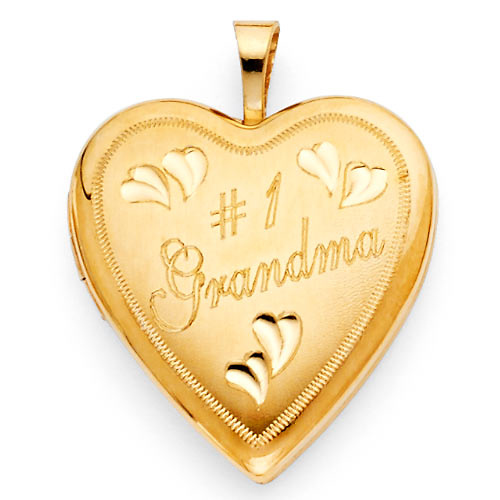 Grandma & Heart Engraved Locket in Yellow Gold Over Sterling Silver Slide 0