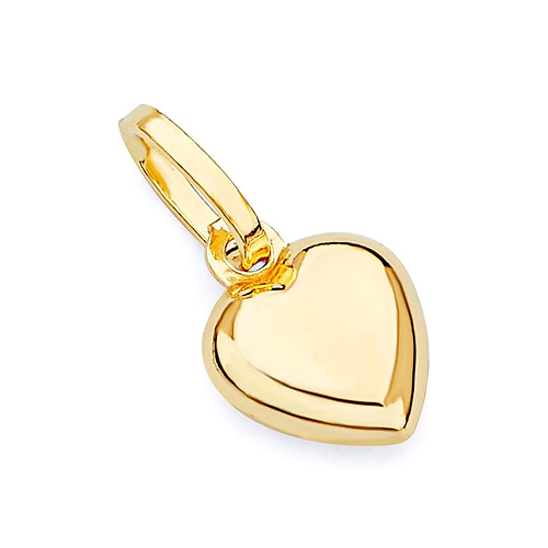 Petite Classic Heart Pendant in Solid 14K Yellow Gold Slide 0