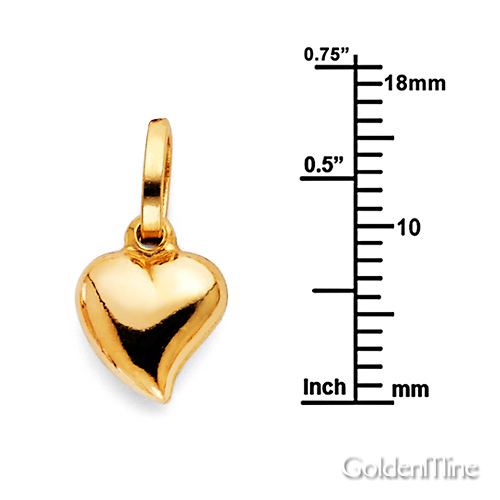 Mini Whimsical Puffed Heart Pendant in 14K Yellow Gold Slide 1