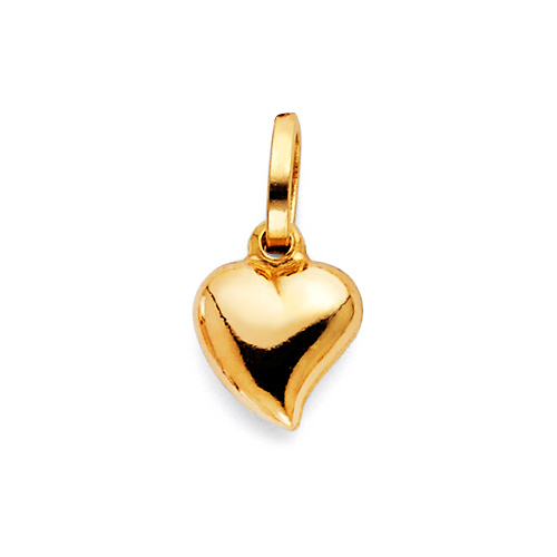 Mini Whimsical Puffed Heart Pendant in 14K Yellow Gold Slide 0