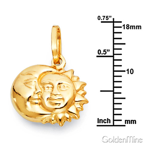 Sun & Moon Face Charm Pendant in 14K Yellow Gold - Mini Slide 1