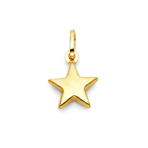 14K Yellow Gold Star Charm Pendant 