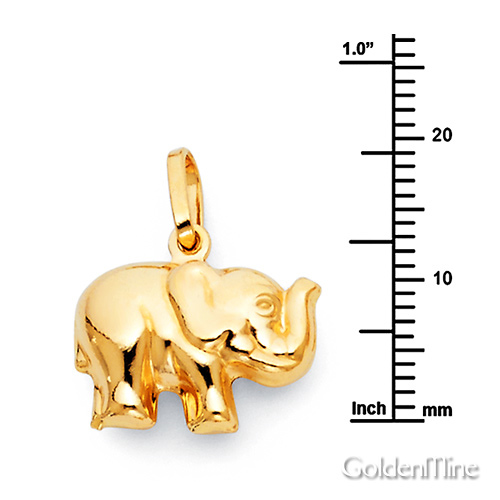 Standing Trumpeting Elephant Charm Pendant in 14K Yellow Gold - Mini Slide 1