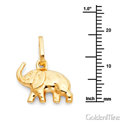 Mini Trumpeting Elephant Charm Necklace with Cable Chain - 14K Yellow Gold 16-20in Slide 1