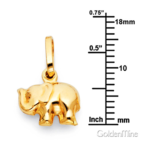 Junior Elephant Charm Pendant in 14K Yellow Gold - Mini Slide 1