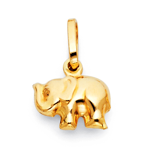 Junior Elephant Charm Pendant in 14K Yellow Gold - Mini Slide 0