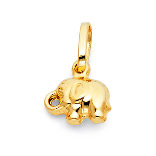 Baby Elephant Charm Pendant in 14K Yellow Gold - Mini Slide 0