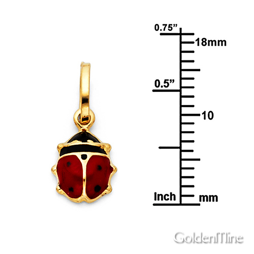 Red & Black Ladybug Charm Pendant in 14K Yellow Gold - Petite Slide 2