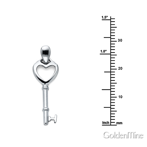 Key to My Heart Pendant in 14K White Gold - Small Slide 1