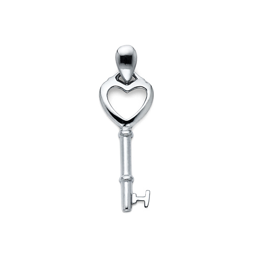Key to My Heart Pendant in 14K White Gold - Small Slide 0