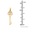 Antique-Style Filigree Cubic Zirconia Key Pendant in 14K Yellow Gold - Small thumb 1
