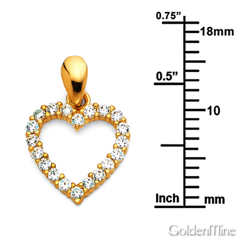 Classic CZ Open Heart Charm Pendant in 14K Yellow Gold - Mini Slide 1