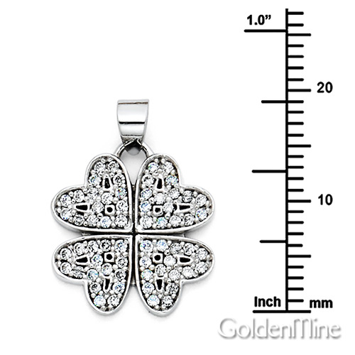 CZ Four Leaf Clover Pendant in 14K White Gold - Petite Slide 1