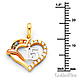 Quinceanera 15 Aos CZ Open Heart Charm Pendant in 14K TriGold - Mini thumb 1