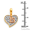 Quinceanera 15 Anos CZ Heart Charm Necklace with Cable Chain - 14K TriGold 16-22in thumb 1