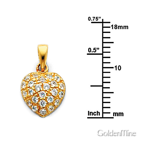 CZ Cluster Petite Heart Charm Necklace with Singapore Chain - 14K Yellow Gold 16-22in Slide 1