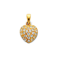 CZ Cluster Heart Charm in 14K Yellow Gold - Mini