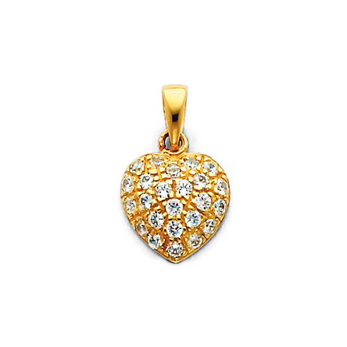 CZ Cluster Heart Charm in 14K Yellow Gold - Mini Slide 0