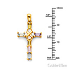 Small Multicolored CZ Tapered Cross Pendant in 14K Yellow Gold thumb 1