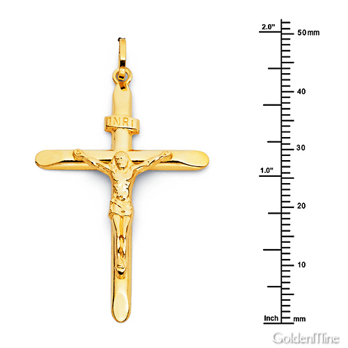 Large Tapered Crucifix Pendant in 14K Yellow Gold - Classic Slide 2