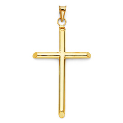 Extra Large Rod Cross Pendant in 14K Yellow Gold - Classic