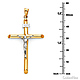 Large Rod Crucifix Necklace with Figaro Chain - 14K Two-Tone Gold 16-24in thumb 1