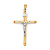 Large Rod Crucifix Pendant in 14K Two-Tone Gold - Classic 49mm thumb 0