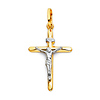 Small Tapered Crucifix Pendant in 14K Two-Tone Gold - Classic 25mm H thumb 0